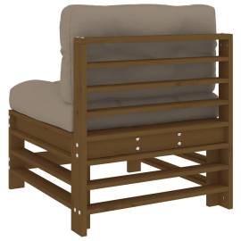 Canapea de mijloc cu perne, maro miere, lemn masiv de pin, 5 image