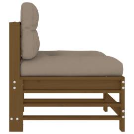 Canapea de mijloc cu perne, maro miere, lemn masiv de pin, 4 image