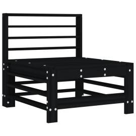 Canapea de mijloc cu perne, negru, lemn masiv de pin, 6 image