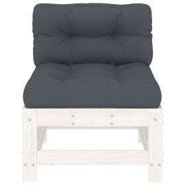 Canapele de mijloc cu perne, 2 buc., alb, lemn masiv de pin, 5 image