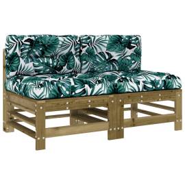 Canapele de mijloc cu perne, 2 buc., lemn de pin tratat, 2 image