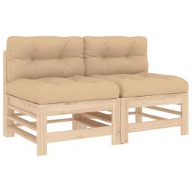 Canapele de mijloc cu perne, 2 buc., lemn masiv de pin, 2 image