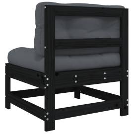 Canapele de mijloc cu perne, 2 buc., negru, lemn masiv de pin, 7 image