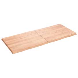 Blat masă, 140x60x4 cm, maro, lemn stejar tratat contur organic, 2 image