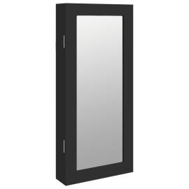 Dulap de bijuterii cu oglindă de perete, negru, 30x8,5x67 cm, 2 image