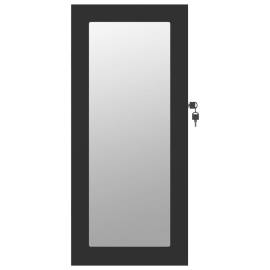 Dulap de bijuterii cu oglindă de perete, negru, 30x8,5x67 cm, 4 image