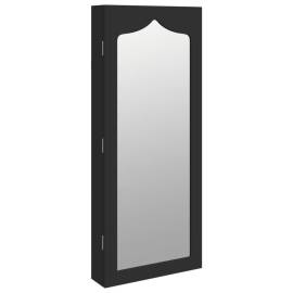 Dulap de bijuterii cu oglindă de perete, negru, 37,5x10x90 cm, 2 image