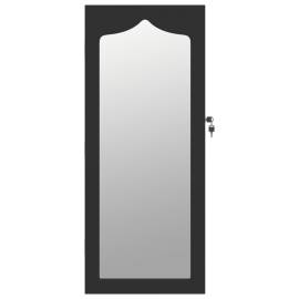 Dulap de bijuterii cu oglindă de perete, negru, 37,5x10x90 cm, 4 image