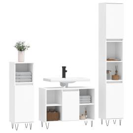 Set mobilier de baie, 3 piese, alb, lemn compozit, 3 image