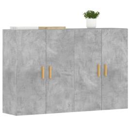 Dulapuri de perete, 2 buc., gri beton, lemn prelucrat, 3 image