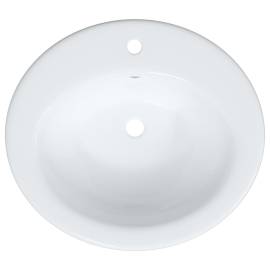 Chiuvetă de baie albă 52x46x20 cm, ovală, ceramică, 8 image