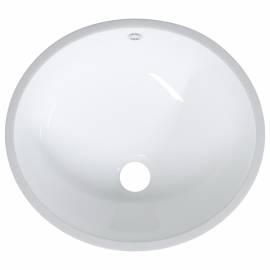 Chiuvetă de baie albă 37x31x17,5 cm, ovală, ceramică, 7 image