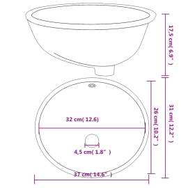 Chiuvetă de baie albă 37x31x17,5 cm, ovală, ceramică, 9 image
