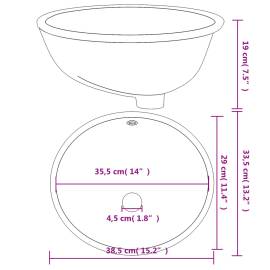 Chiuvetă de baie albă 38,5x33,5x19 cm, ovală, ceramică, 9 image