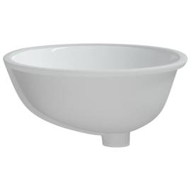 Chiuvetă de baie albă 47x39x21 cm, ovală, ceramică, 6 image