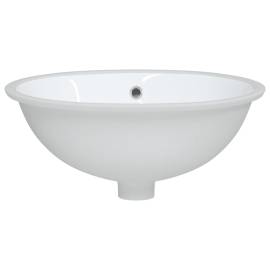 Chiuvetă de baie albă 47x39x21 cm, ovală, ceramică, 4 image