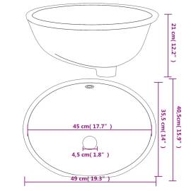 Chiuvetă de baie albă 49x40,5x21 cm, ovală, ceramică, 9 image