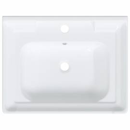 Chiuvetă de baie albă 61x48x23 cm, pătrată, ceramică, 8 image