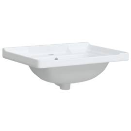 Chiuvetă de baie albă 61x48x23 cm, pătrată, ceramică, 4 image