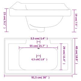 Chiuvetă de baie albă 91,5x48x23 cm, ovală, ceramică, 10 image