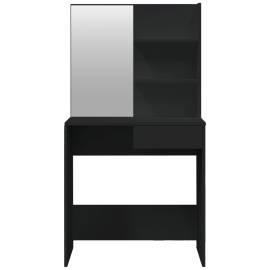 Masă de toaletă cu oglindă, negru, 74,5x40x141 cm, 6 image