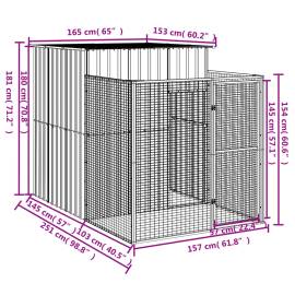 Cușcă de câine & țarc gri deschis 165x251x181cm oțel galvanizat, 5 image