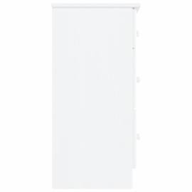 Comodă cu sertare alta, alb, 112x35x73 cm, lemn masiv de pin, 5 image