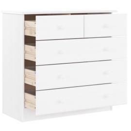 Comodă cu sertare alta, alb, 77x35x73 cm, lemn masiv de pin, 3 image