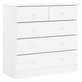 Comodă cu sertare alta, alb, 77x35x73 cm, lemn masiv de pin, 2 image