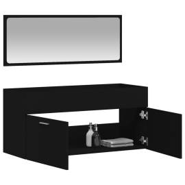 Dulap de baie cu oglindă, negru, lemn prelucrat, 3 image
