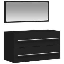Dulap de baie cu oglindă, negru, lemn prelucrat, 2 image