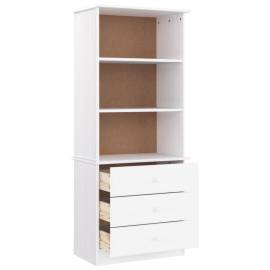 Bibliotecă cu sertare „alta”, alb, 60x35x142 cm, lemn masiv pin, 4 image