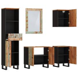 Set mobilier de baie, 5 piese, lemn masiv reciclat, 3 image