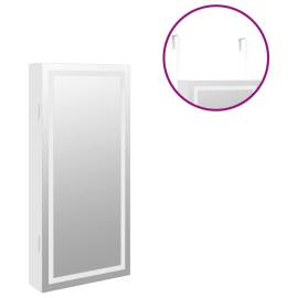 Dulap de bijuterii cu oglindă și lumini led, de perete, alb, 9 image