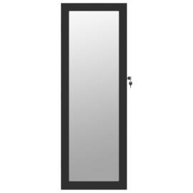 Dulap de bijuterii cu oglindă și lumini led, de perete, negru, 4 image