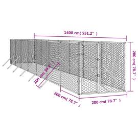 Padoc de exterior pentru câini argintiu 2x14x2m oțel galvanizat, 4 image
