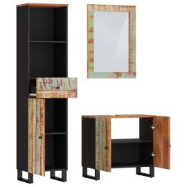 Set mobilier de baie, 3 piese, lemn masiv reciclat, 3 image