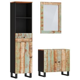 Set mobilier de baie, 3 piese, lemn masiv reciclat, 2 image