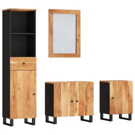 Set mobilier de baie, 4 piese, lemn masiv de acacia, 2 image