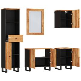 Set mobilier de baie, 5 piese, lemn masiv de acacia, 3 image