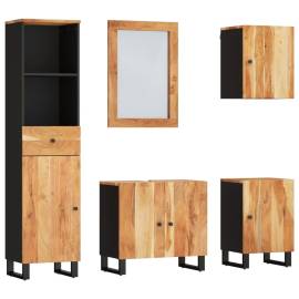 Set mobilier de baie, 5 piese, lemn masiv de acacia, 2 image