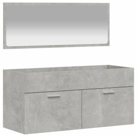 Dulap de baie cu oglindă, gri beton, lemn prelucrat, 2 image