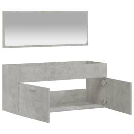Dulap de baie cu oglindă, gri beton, lemn prelucrat, 4 image