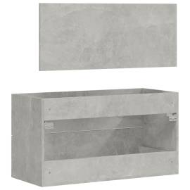 Dulap de baie cu oglindă, gri beton, lemn prelucrat, 7 image