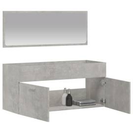 Dulap de baie cu oglindă, gri beton, lemn prelucrat, 3 image