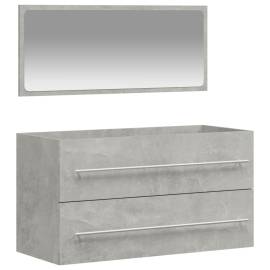 Dulap de baie cu oglindă, gri beton, lemn prelucrat, 2 image