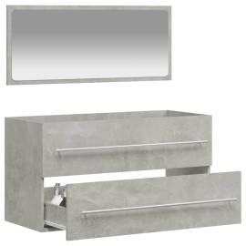Dulap de baie cu oglindă, gri beton, lemn prelucrat, 3 image
