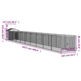 Cușcă câine cu acoperiș antracit 117x1017x123cm oțel galvanizat, 9 image