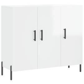 Servantă, alb extralucios, 90x34x80 cm, lemn compozit, 2 image