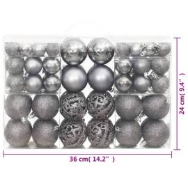 Globuri de crăciun, 100 buc, gri, 3 / 4 / 6 cm, 9 image